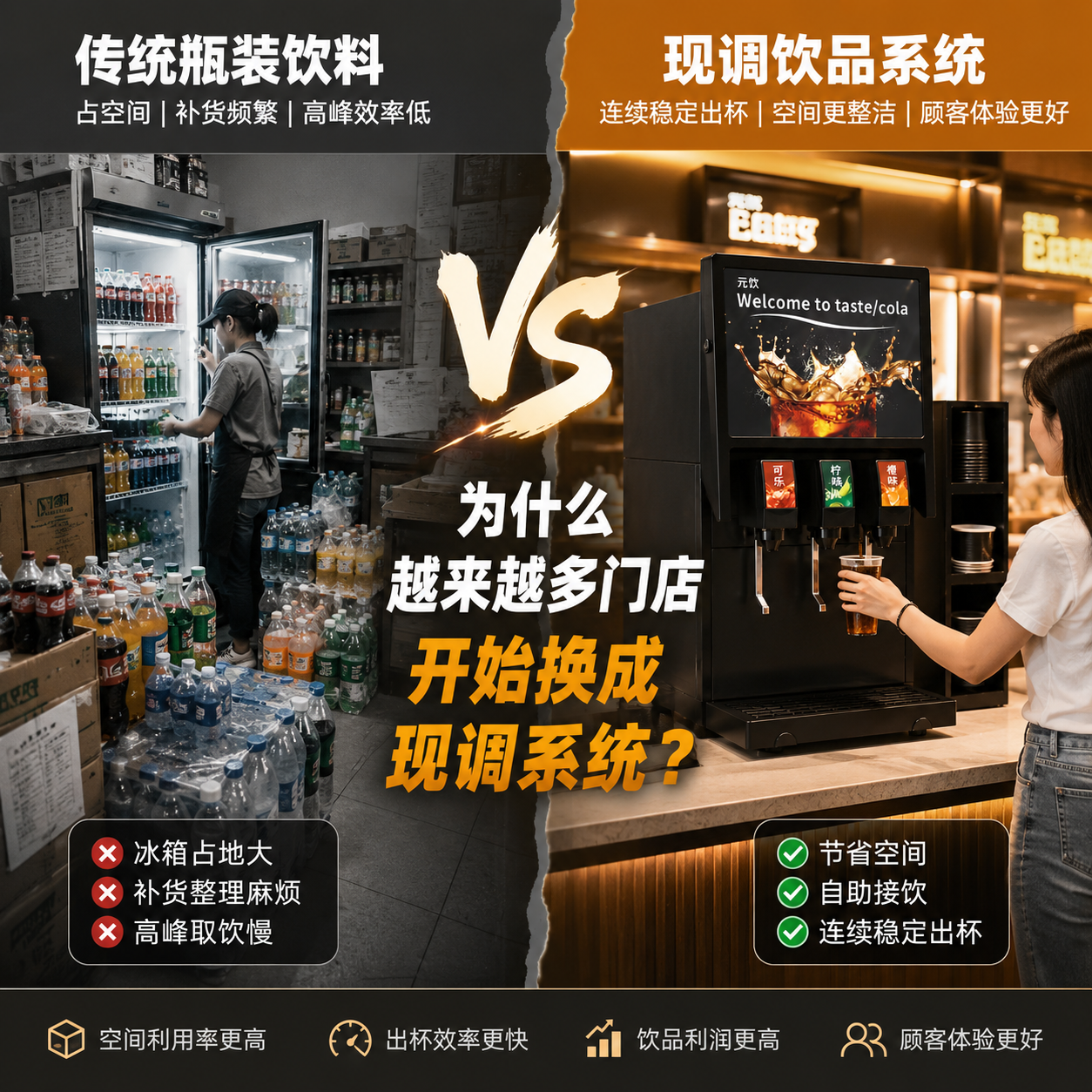 传统饮料VS元饮可乐机现调