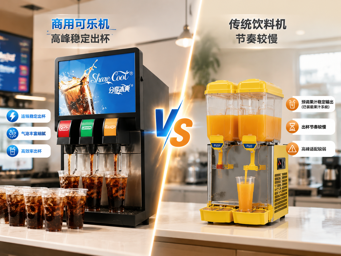 元饮商用可乐机|分享冰爽高峰出杯稳定性可视化说明