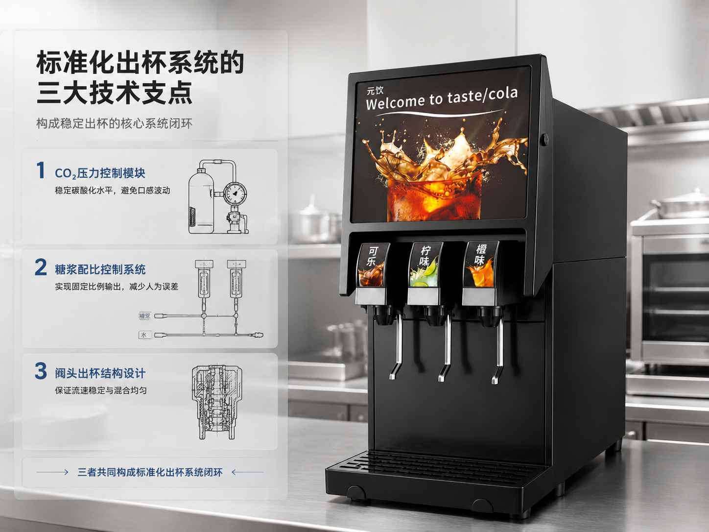 元饮商用碳酸饮料机 标准化出杯三大核心技术