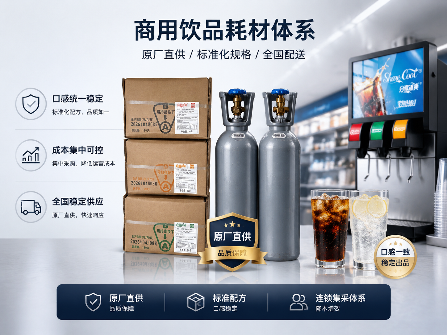 元饮分享冰爽商用饮品原厂耗材直供标准化体系展示